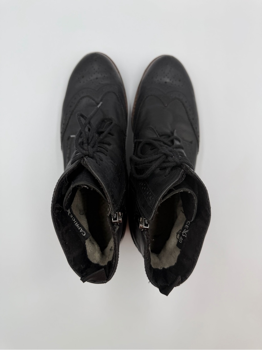 Caprice Leather Wingtip Brogue Boots US 9 EU 40 Dark Academia - Picture 6 of 13